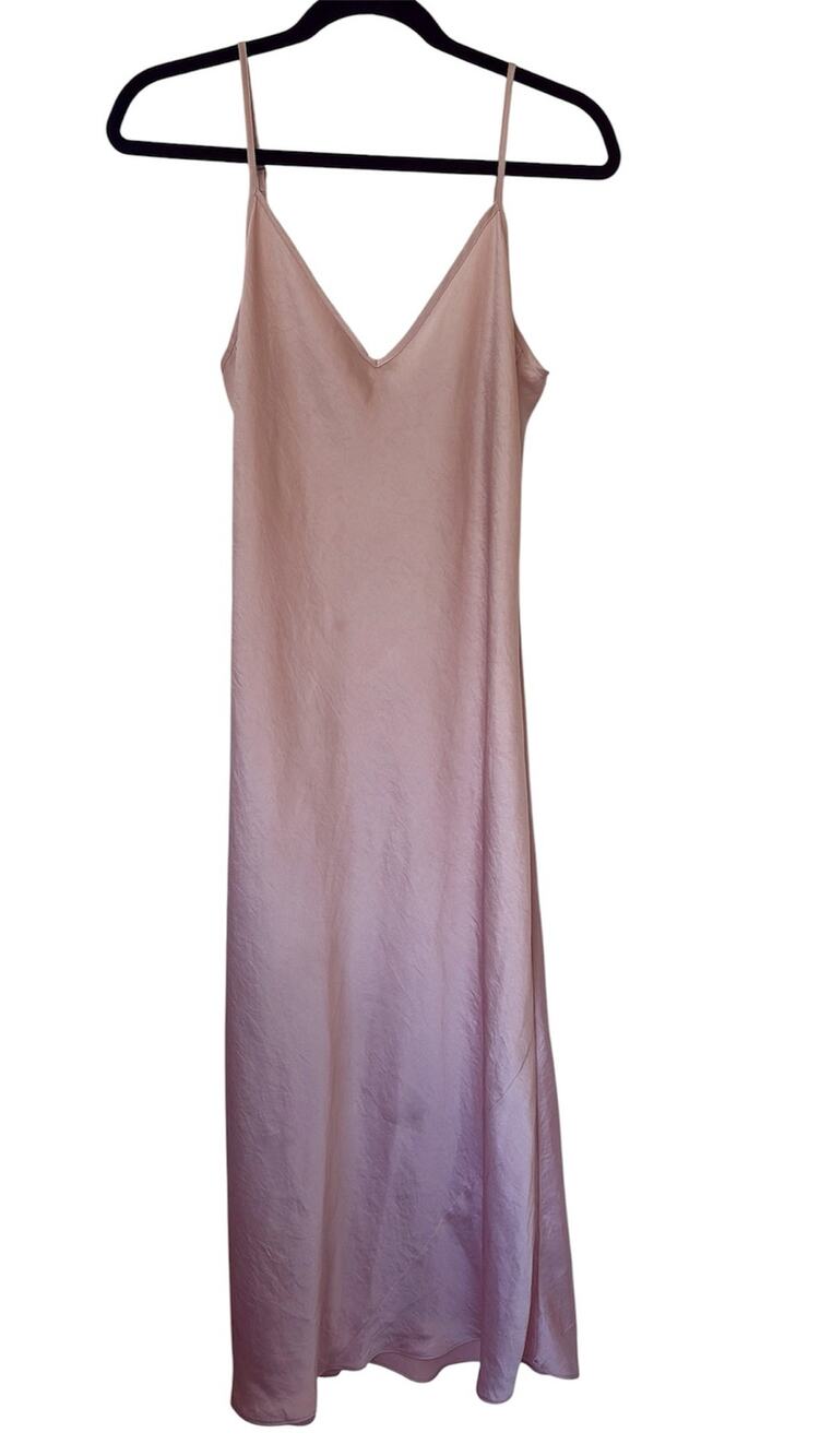 Aritzia Wilfred Only Slip Dress Satin V-Neck midi-Pink